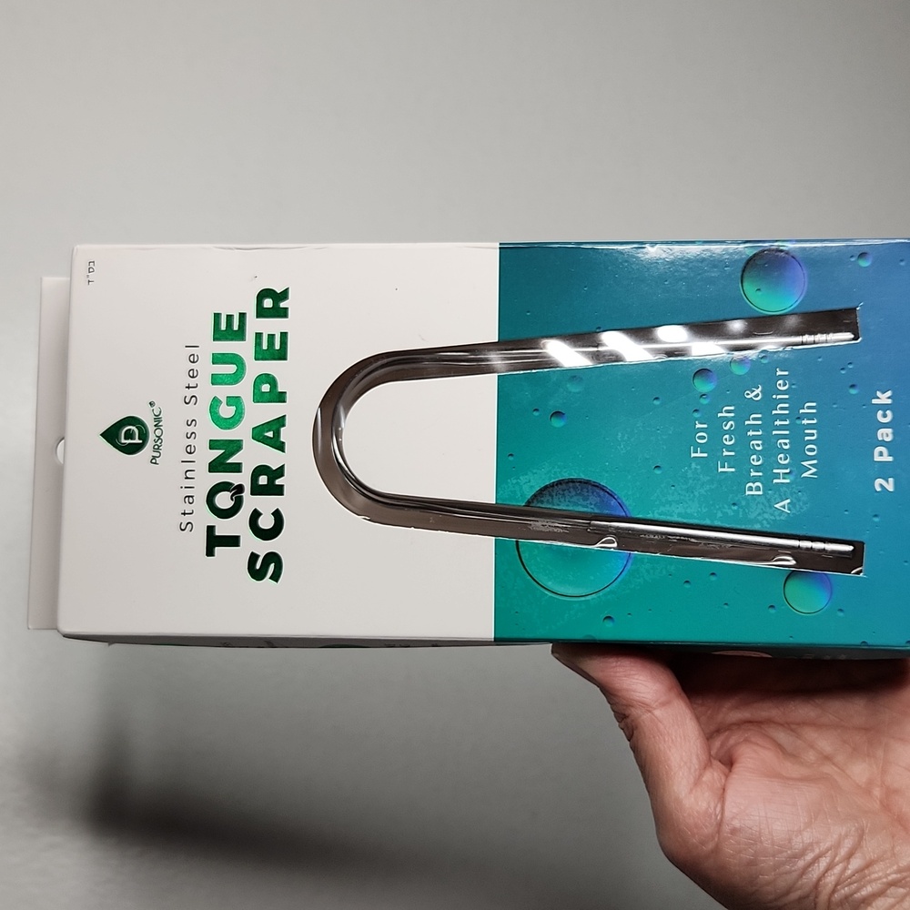 NIB Tongue Scraper (2 pack) Stainless steel Pursonic